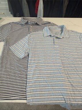 Jcrew Crewcuts Two-Pack Striped Polo Shirts - Light Blue & Navy XL